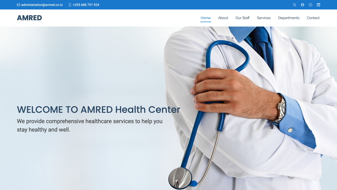 AMRED Health Center website homepage