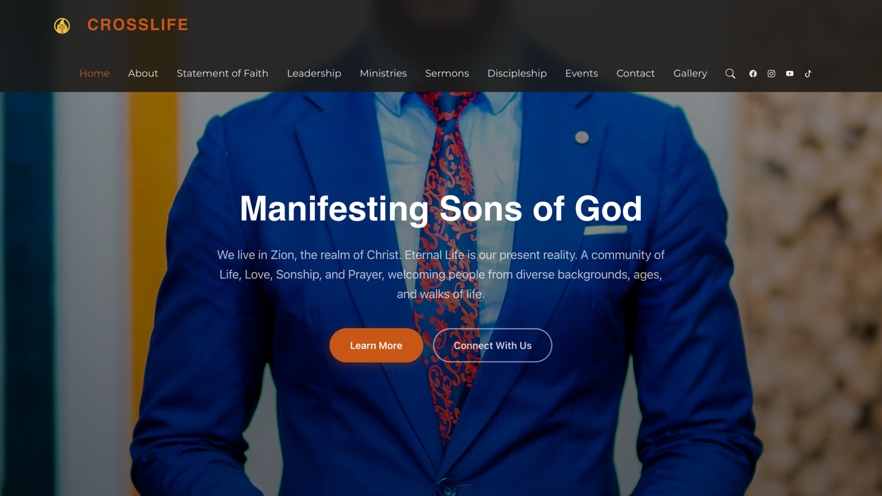 CrossLife church website homepage
