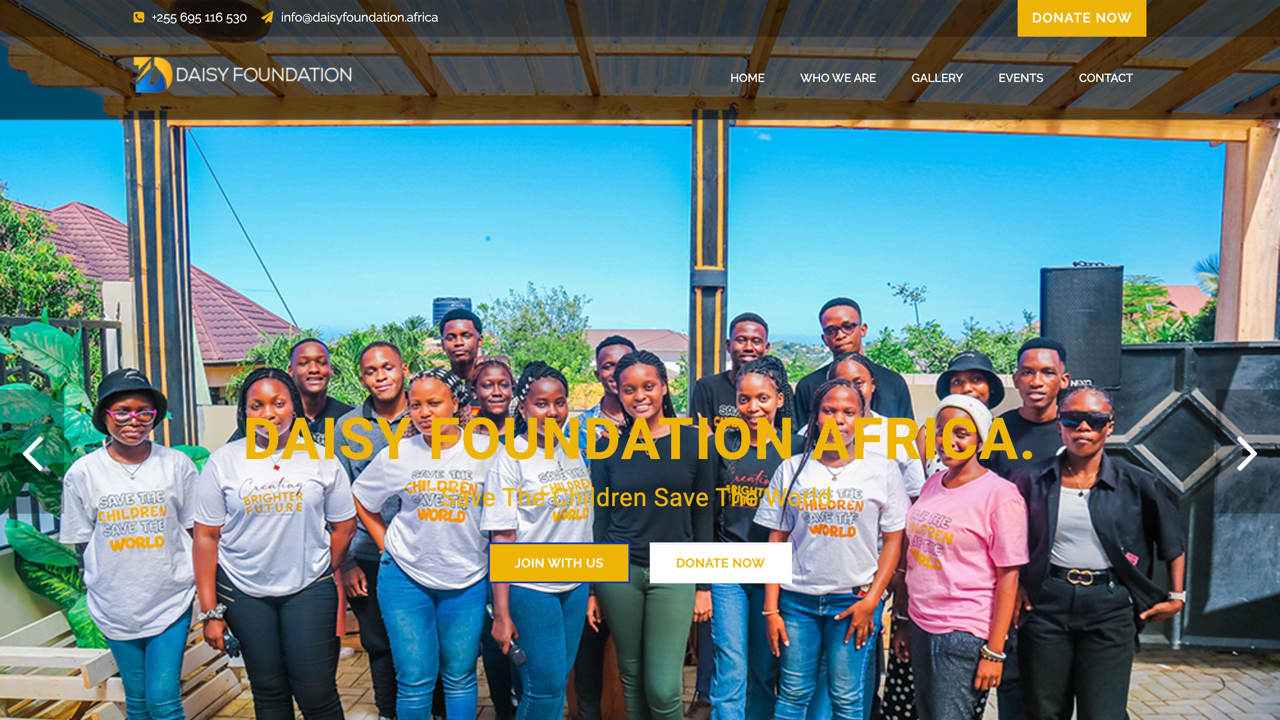 Daisy Foundation Africa website homepage